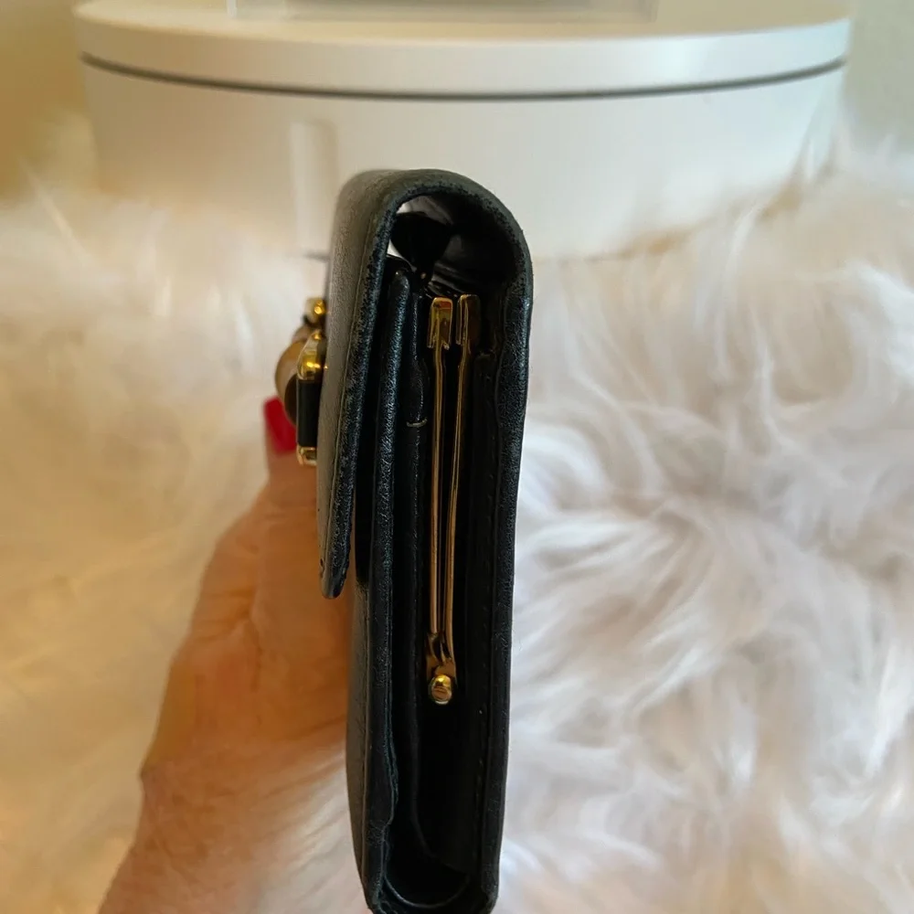 Gucci Black Leather Wallet w/Bamboo Accent - Picture 4 of 13